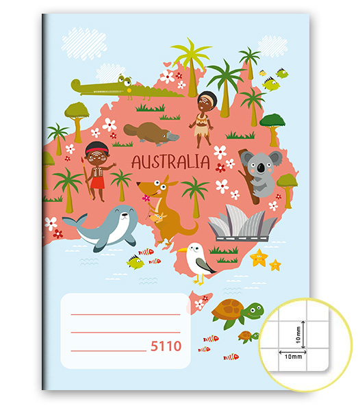 Zošit 5110 • 10 listový • štvorčekovaný 10×10 mm • Austrália
