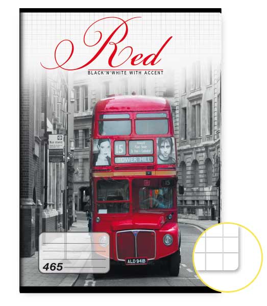 Zošit 465 • 60 listový • štvorčekovaný 5×5 mm  • Red