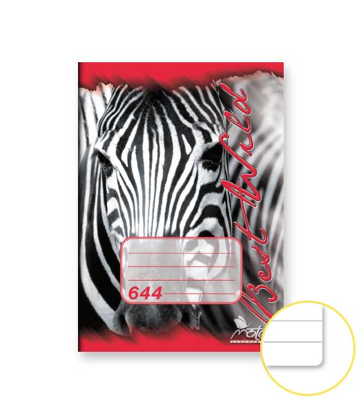 Zošit 644 • 40 listový • linkovaný 8 mm • ZOO Zebra červený